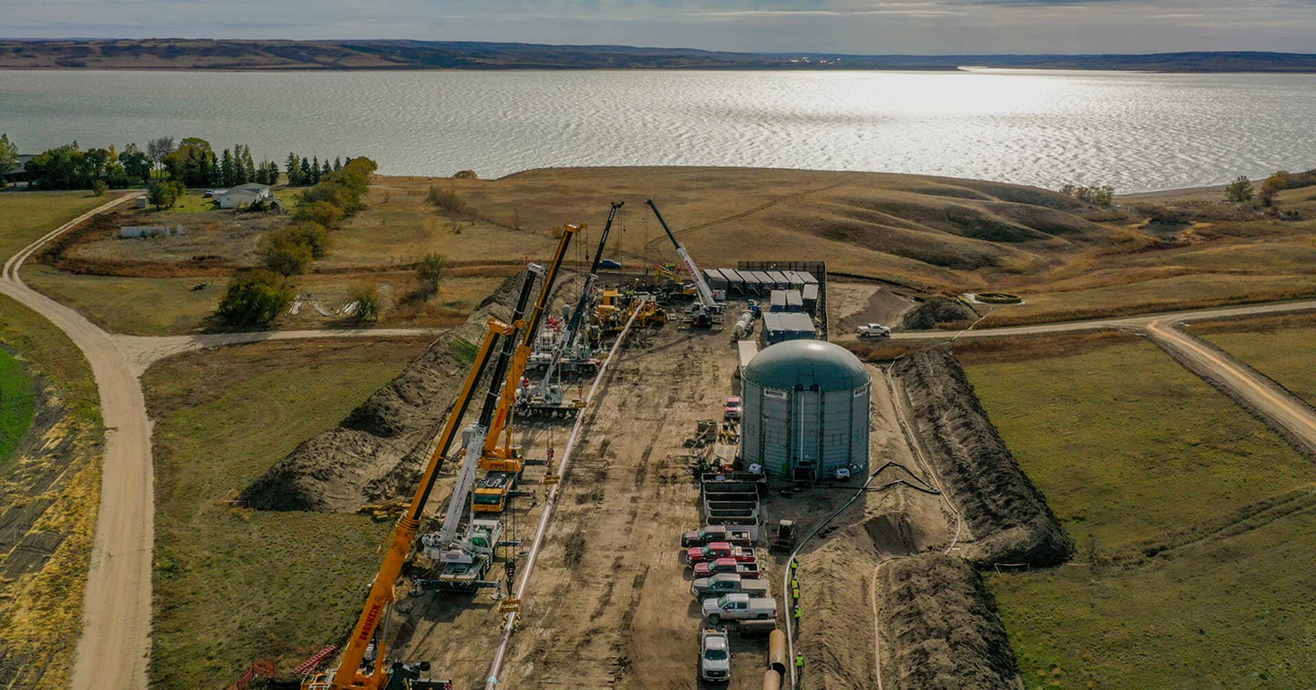 Overhead view of large scale Horizontal Directional Drilling project